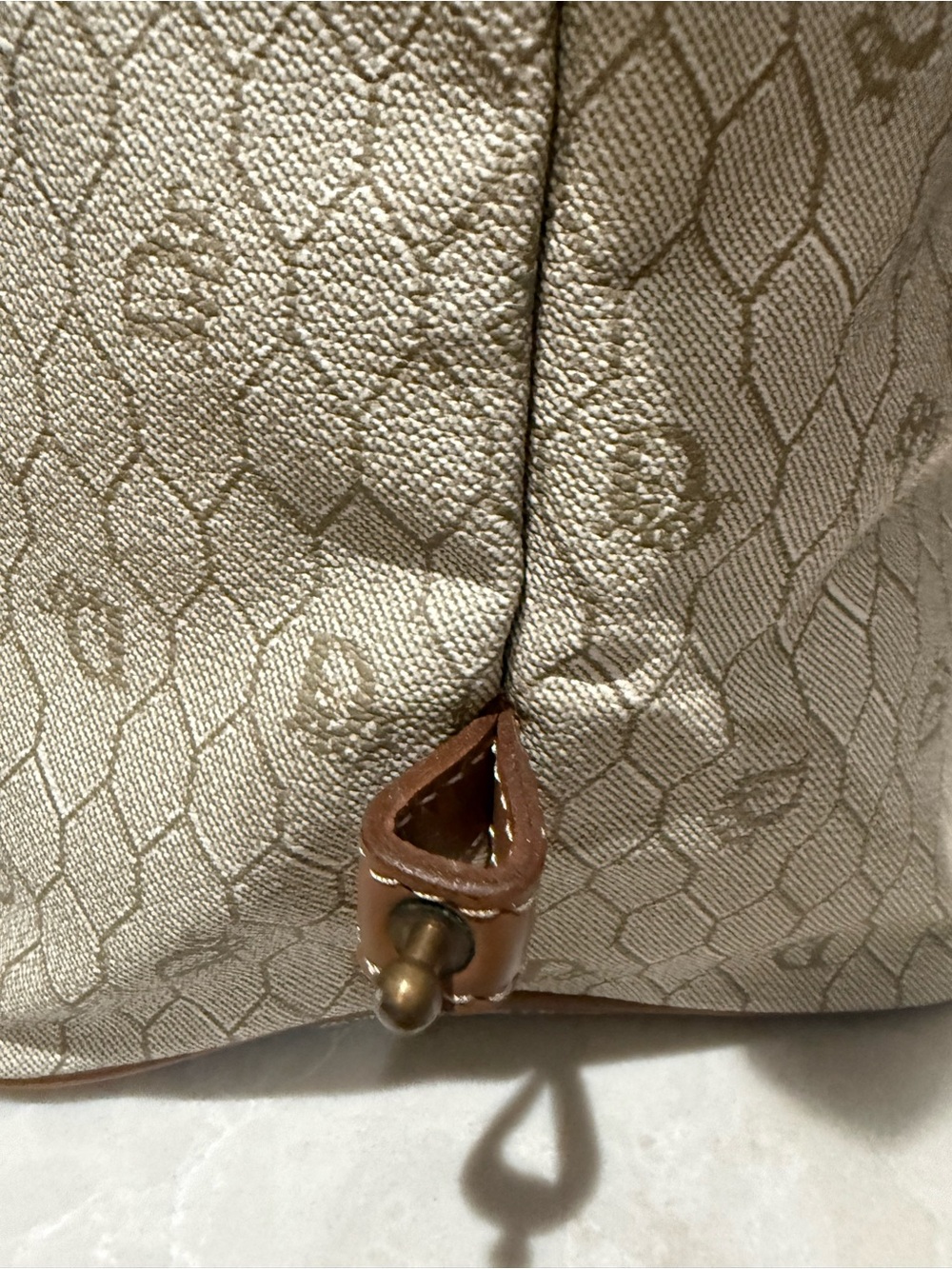 Vintage Christian Dior
Honeycomb Coated Canvas leather trim large Boston bag EUC - Picture 7 of 17